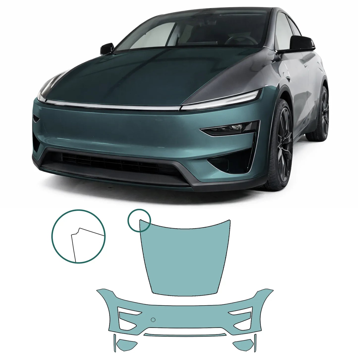 Model Y "Juniper" Performance Front Kit Regular – Sett med lakkbeskyttelsesfilm PPF kjøretøyfront