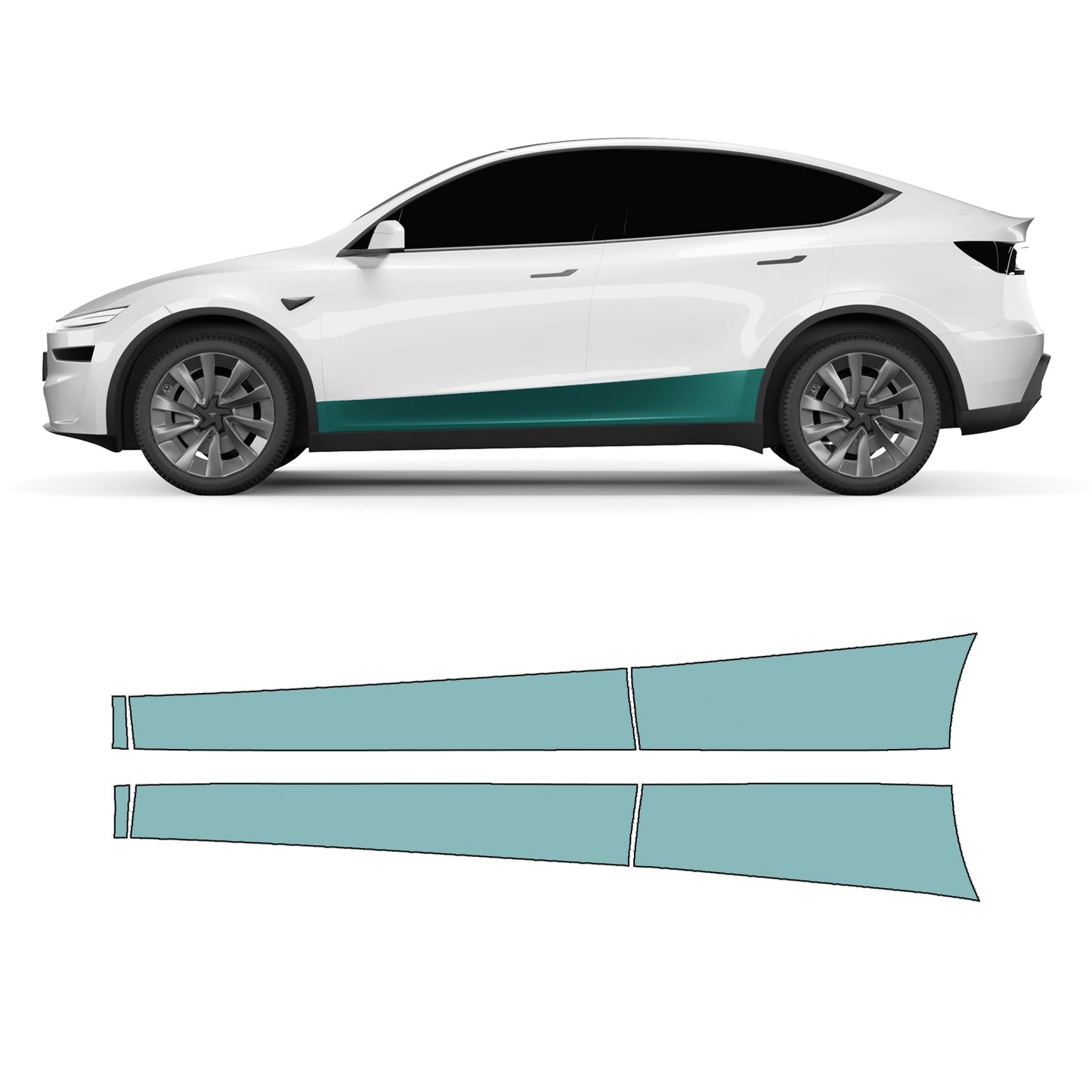 Model Y "Juniper" Sidekit large – färgskyddsfilm PPF för det nedre dörrområdet